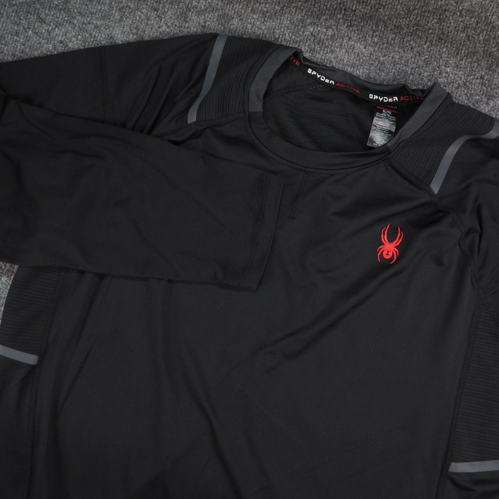 Spyder Shirt Mens XL ProWeb Black Long Sleeve Athletic Performance Sporty Gym